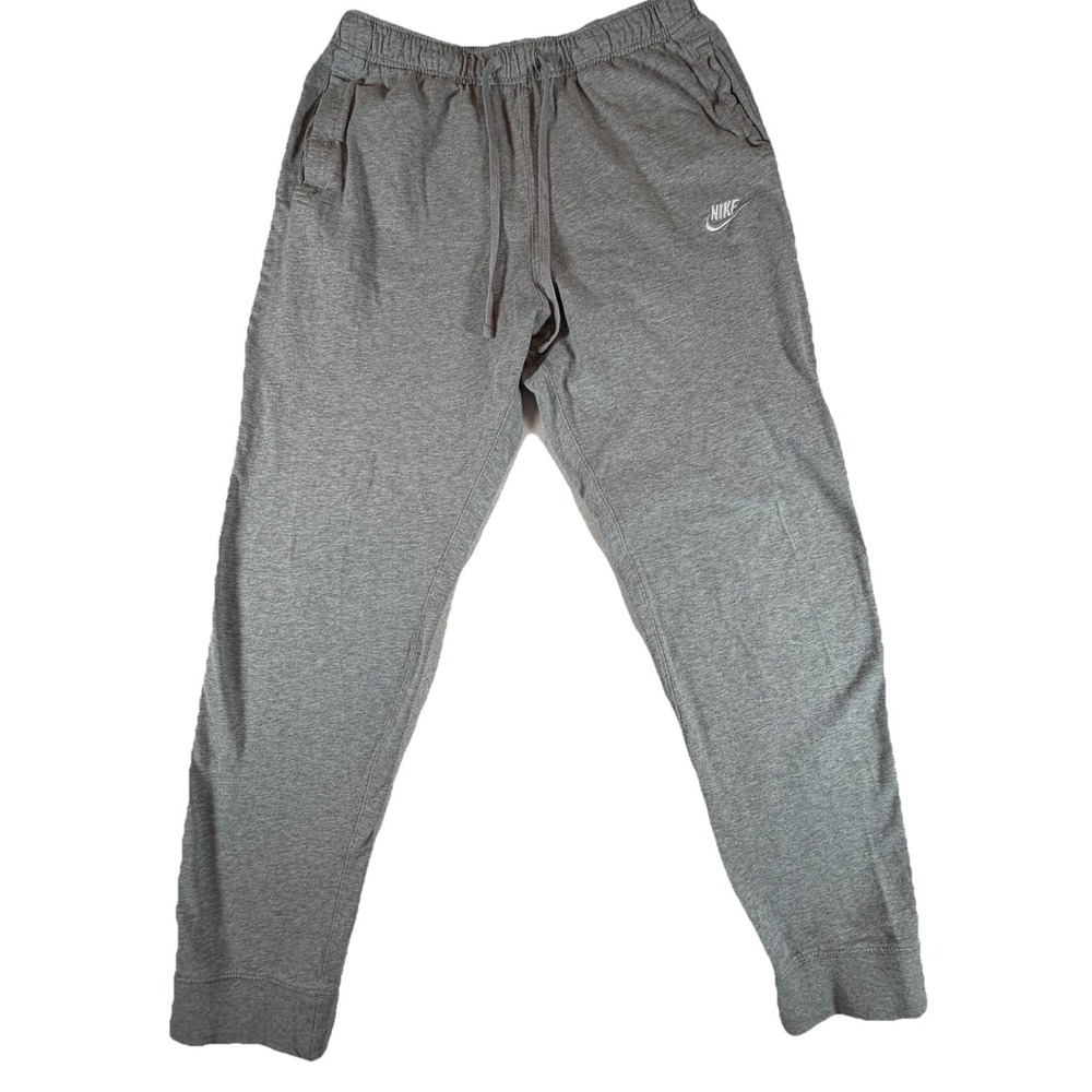 Nike‎ Sportswear Club Jersey Joggers Mens Sz L Gray Drawstring Open Hem Pants